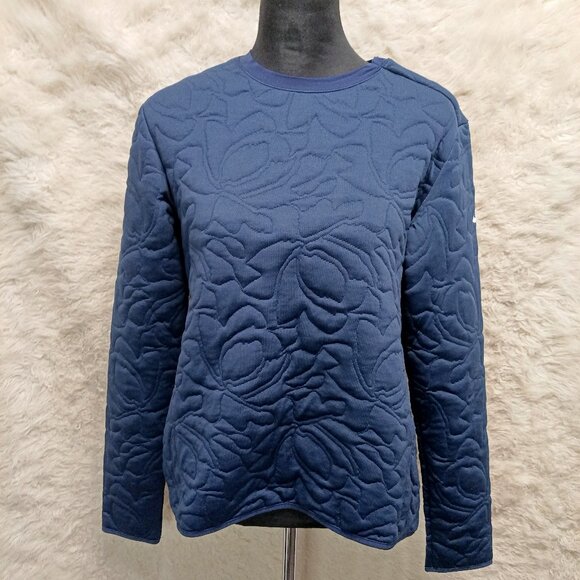Nike Dri-Fit Quilted Women's Navy Blue Pullover Side Neck Zipper Sweatshirt S - Picture 1 of 10